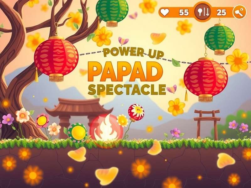 Papad Spring Spectacle gameplay screenshot showing colorful spring festival theme